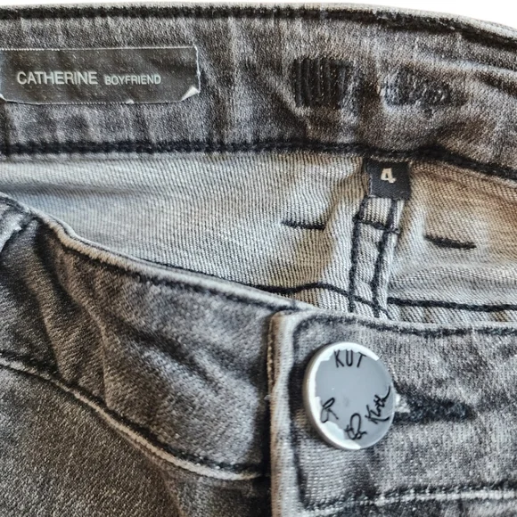 KUT Catherine Boyfriend Jeans 4 Black Wash Straight - Picture 5 of 10